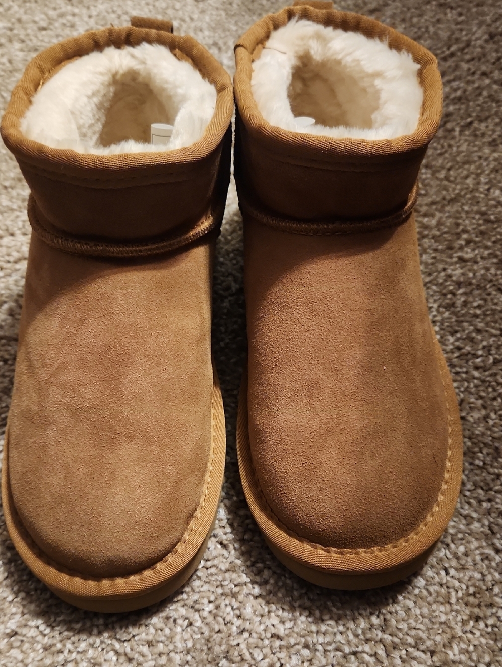 UGG Short Shearling-Lined Slipper Boots in Chestnut